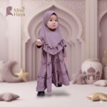 বোরকা এবং হিজাব সেট (কুচি ডিজাইন) - Lavender কালার